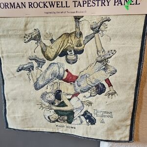 Norman Rockwell Cream and Blue Tapestry Wall Decor